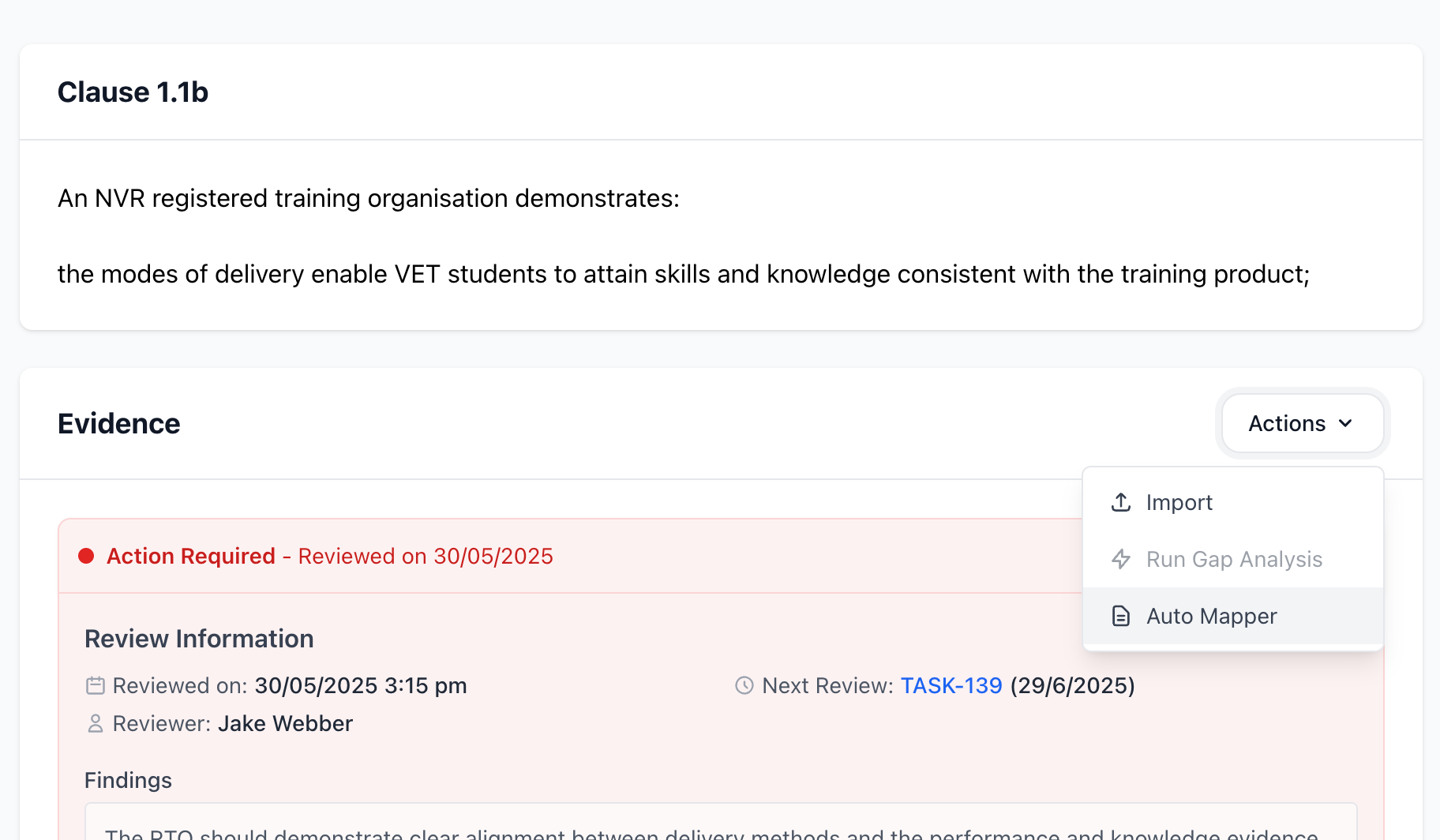 Auto Mapper AI tool mapping uploaded policies and evidence to standards clauses