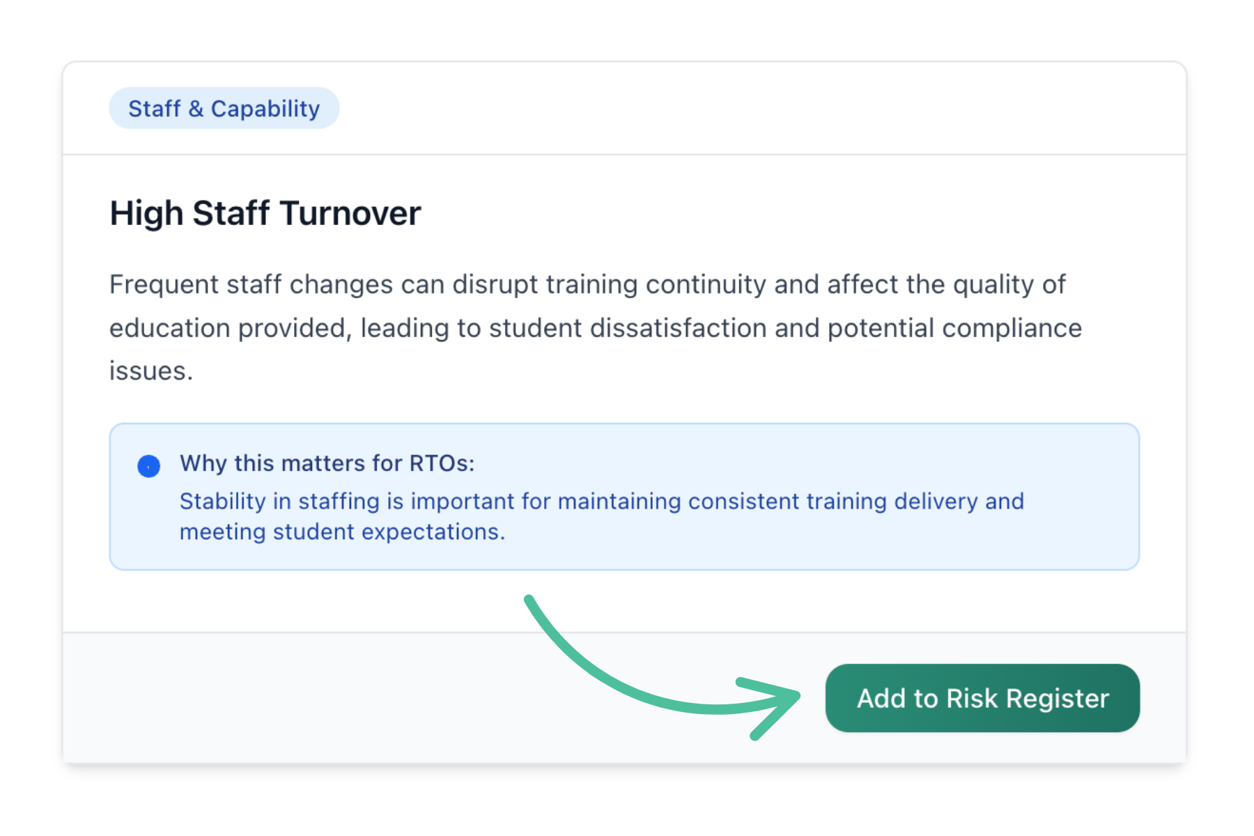 AI Risk Register showing suggested risks and controls