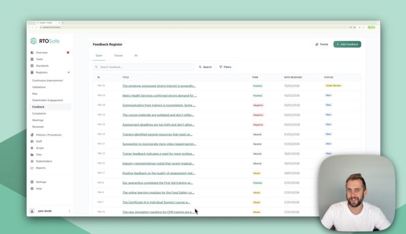 Feedback & Stakeholder Engagement in RTOSafe